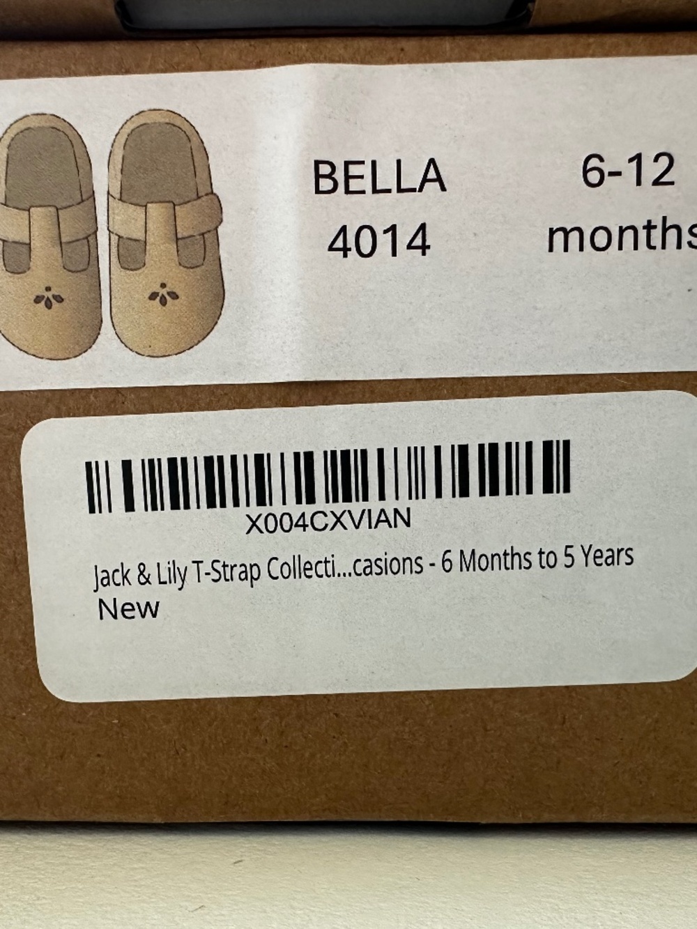 Jack & Lily Bella Gold T-Strap Baby Shoes 6-12M NIB - Picture 2 of 2